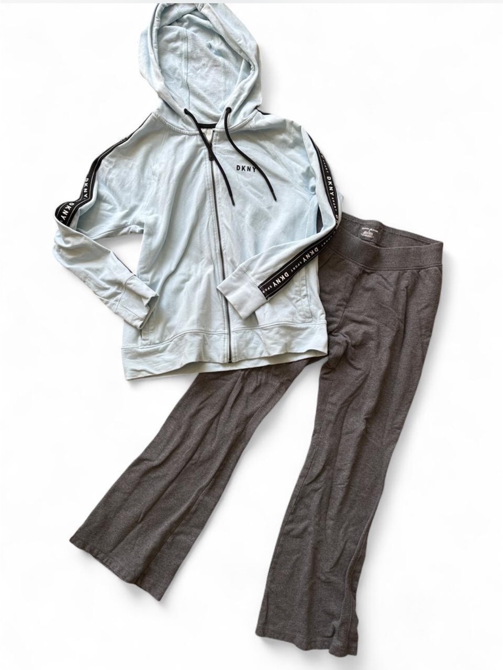 DKNY Women's Light Blue Zip Hoodie & Gray Lounge Pants Set